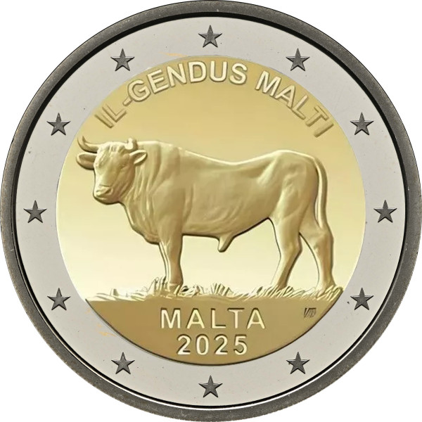 Tarjeta 2 Euro Malta 2025 BU - El Buey Maltés  27,89 €