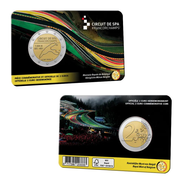 Tarjeta 2 Euros Bélgica 2025 - Circuito de Spa-Francorchamps  10,99 €