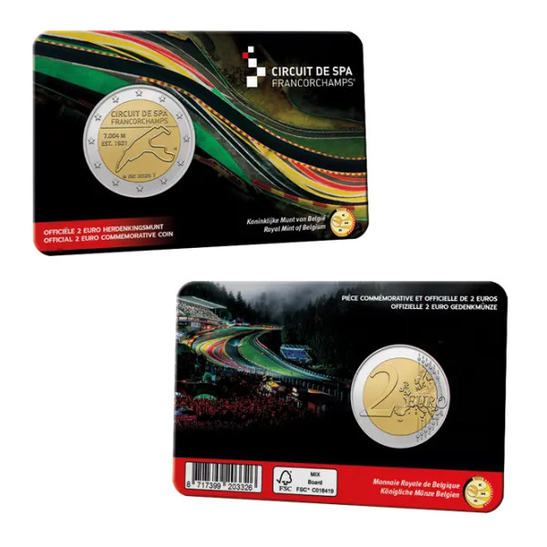 Moeda flamenga de 2 euros Bélgica 2025 - Circuito de Spa-Francorchamps 10,99