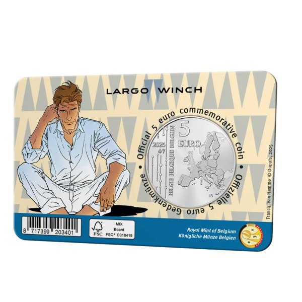 Carta de Moeda 5 euros Bélgica 2025 BU - Largo Winch 12,69