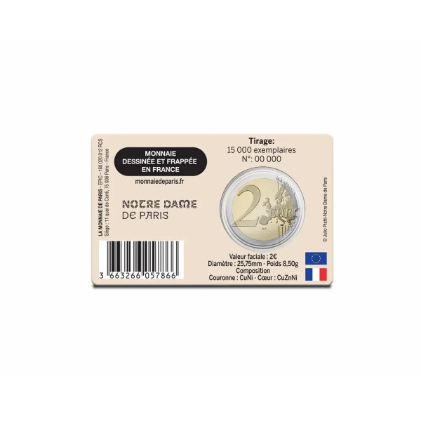 Coincard 2 Euro França 2025 - Notre Dame de Paris €19,79