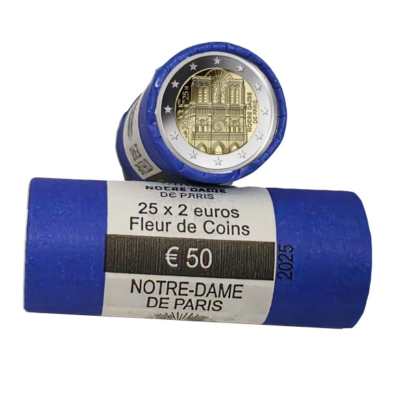 Rolo 25 x 2 Euro França 2025 FDC - Notre Dame de Paris €72,79
