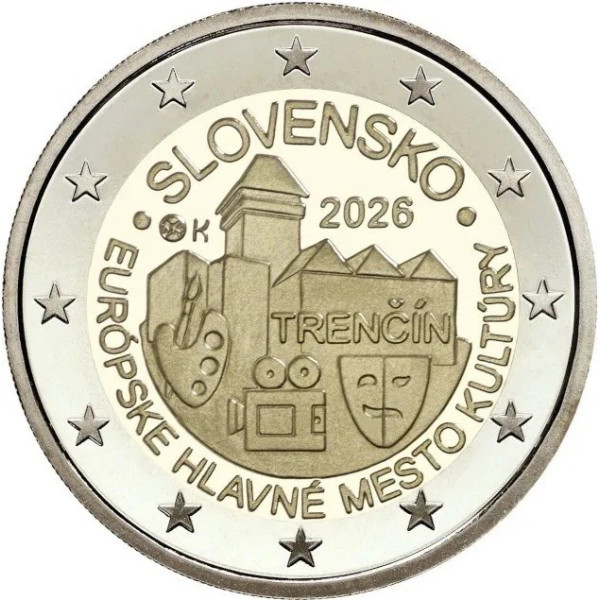 2 Euro Slowakije 2026 - Stad Trencin €3,39
