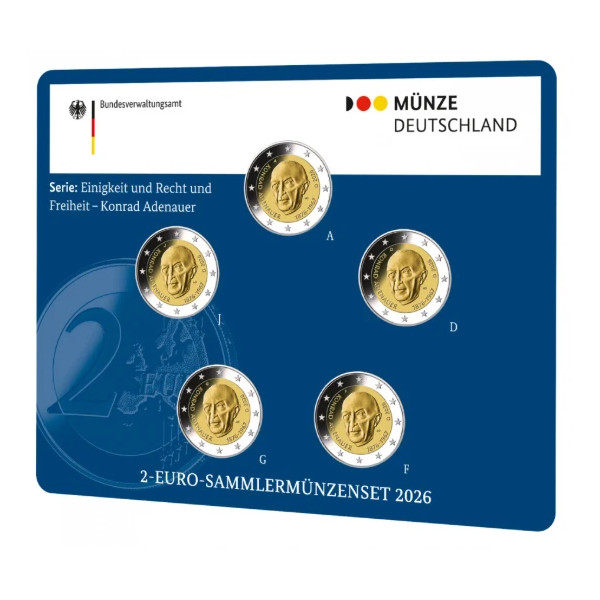 5 x 2 euro BU Allemagne 2026 - Konrad Adenauer  29,49 €