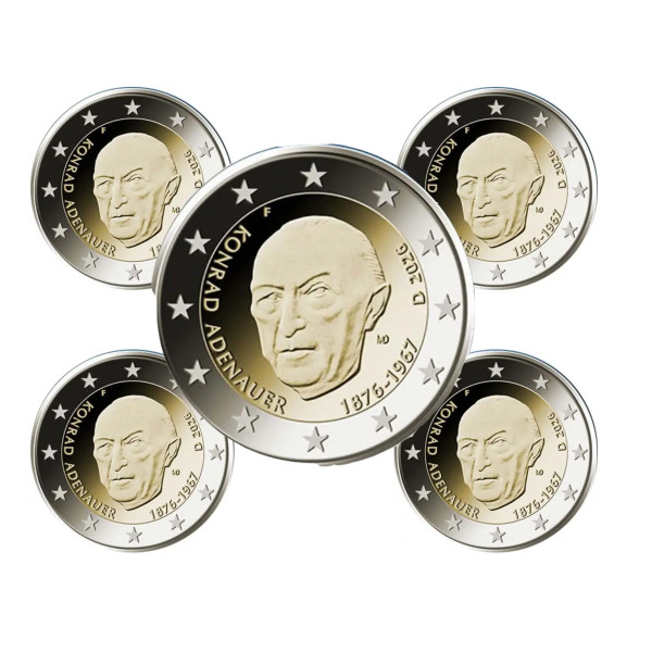 5 x 2 euros BE Alemanha 2026 - Konrad Adenauer 57,49 euros