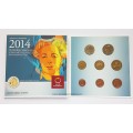 BU AUTRICHE 2014 - Caractéristiques: Série  Autriche en coffret officiel BU 2014 comprenant les 8 pièces 1c à 2€ au millésime 2