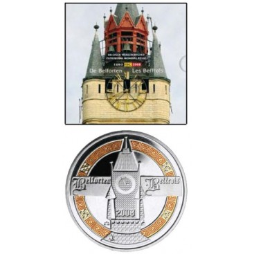BU BELGIQUE 2008 avec médaille couleur - Description:Coffret composé de 8 pièces circulantes de 1 cent à 2 euro de l'année 2