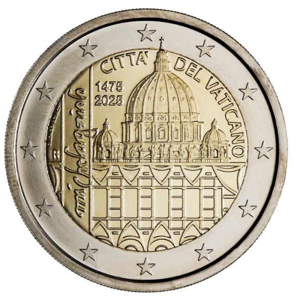 2 Euro BU Vaticano 2025 - 550 anos do nascimento de Miguel Ângelo