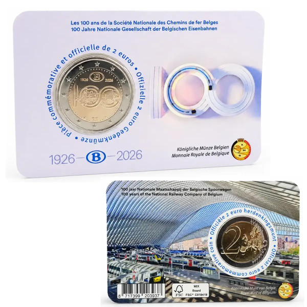 French Coincard: 2 Euro Belgium 2026 - 100th Anniversary of the SNCB  10,99 €