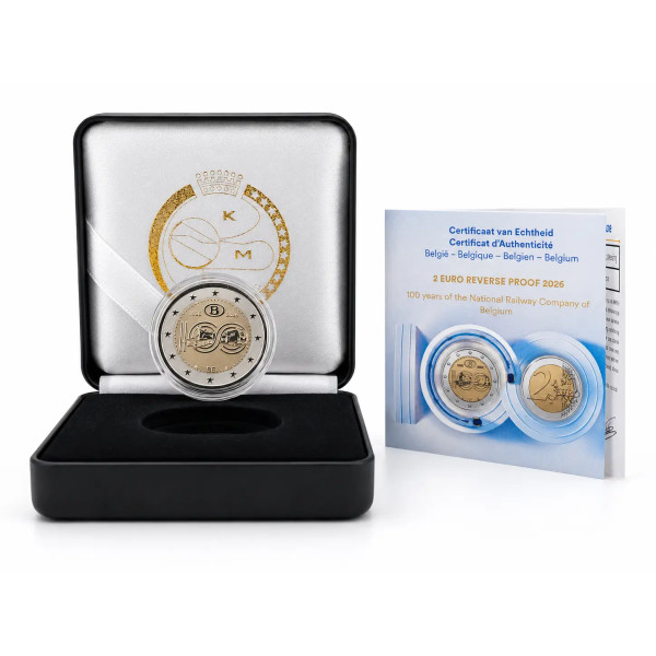 2 Euro BE polissage inversé Belgique 2026 - 100 ans de la SNCB  99,99 €