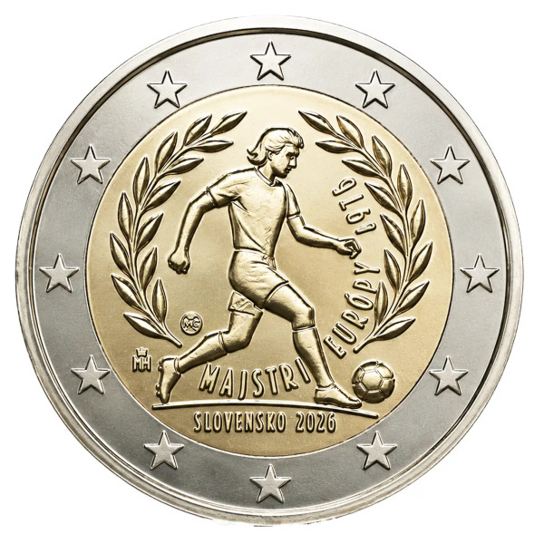 2 euros Eslovaquia 2026 - 50.º aniversario de la victoria de la selección de fútbol en la Eurocopa  3,49 €