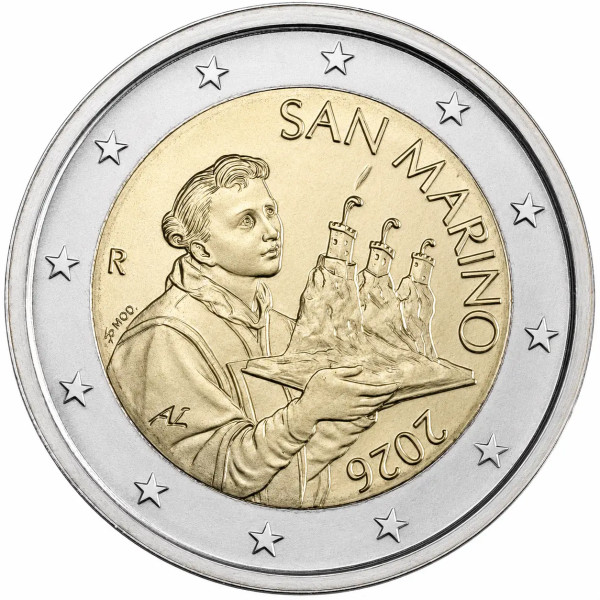 2 euros de São Marinho 2026, em circulação  -  Le Comptoir de l'Euro