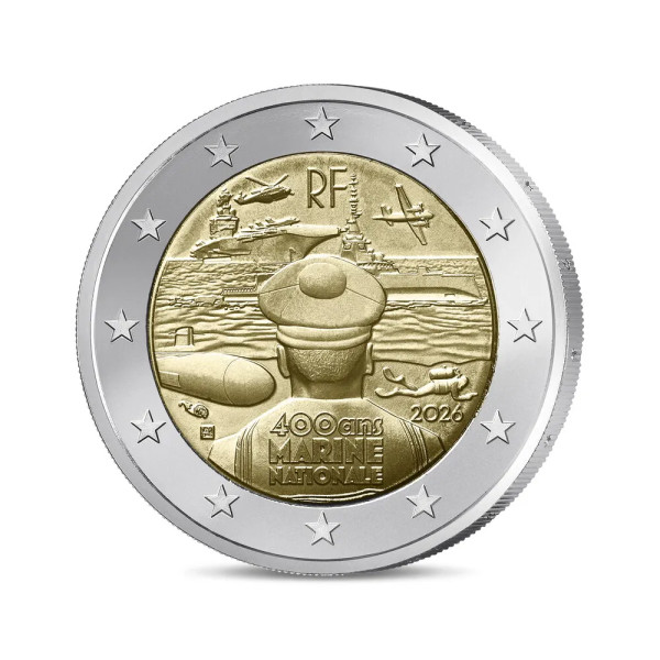 Coincard BU 2 Euro Frankreich 2026 – 400 Jahre französische Marine  29,98 €