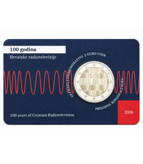 Coincard 2 Euro Croatie 2026 - 100 ans de la radio et de la Télévision Croates  49,95 €