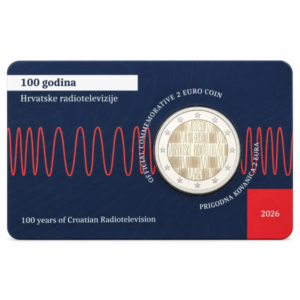 Coincard 2 Euro Croatie 2026 - 100 ans de la radio et de la Télévision Croates  49,95 €