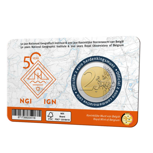 Französische Coincard 2 Euro Belgien 2026 – 50 Jahre IGN und 200 Jahre Königliches Observatorium von Belgien  11,89 €