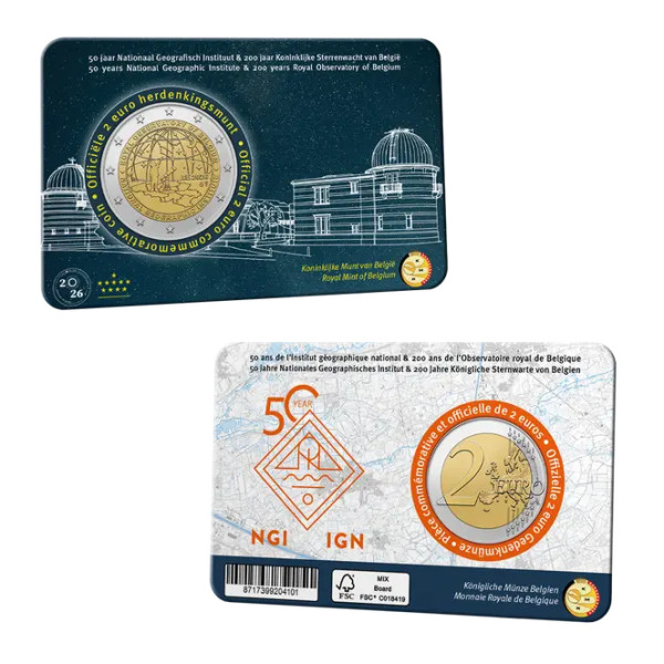 Vlaamse Coincard 2 euro België 2026 - NGI en Sterrenwacht