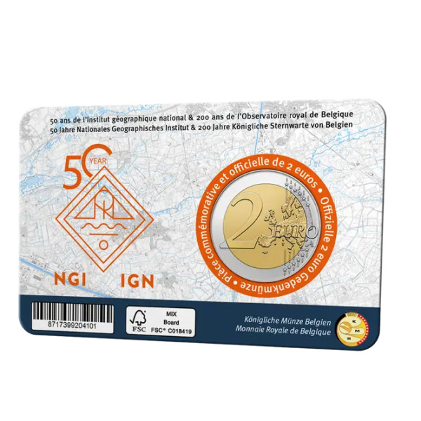 Flamische 2-Euro-Coincard Belgien 2026 – 50 Jahre IGN und 200 Jahre Königliches Observatorium von Belgien  11,89 €