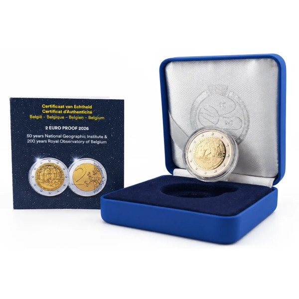 2 euros BE Bélgica 2026 - 50 años del IGN, 200 años del Observatorio