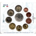 BU ITALIE 2016 Type 2 - Description Coffret BU année 2016 regroupant une série de 10 pièces comprenant les 7 pièces de  1 