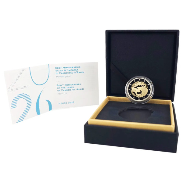 2 euros – Emissão especial de São Marinho 2026 – 800.º aniversário da morte de São Francisco de Assis