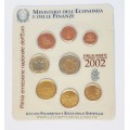 BU ITALIE 2002 -  Description Coffret qualité BU année 2002 comprenant les 8 pièces de  1 cent à 2 Euro Italie 2002. 