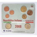 BU ITALIE 2008 -  Description Coffret qualité BU année 2008 comprenant les 8 pièces de  1 cent à 2 Euro Italie 2008. 