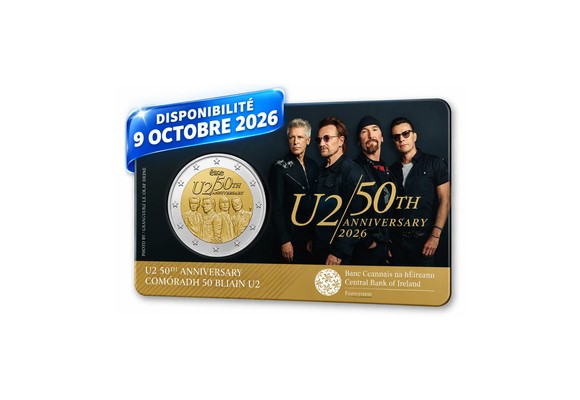 2 euros Irlande 2026 U2 : la première pièce de 2 euros dédiée à un groupe
