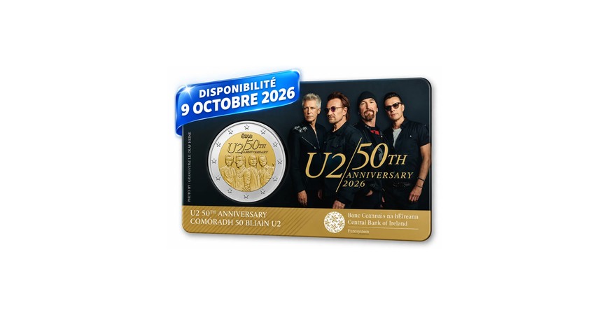 2 euros Irlande 2026 U2 : la première pièce de 2 euros dédiée à un groupe